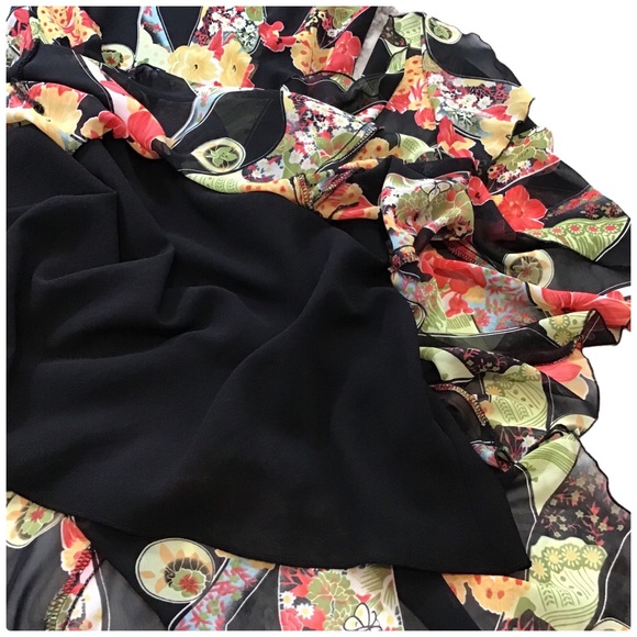 Manon Babtiste USA Tropical Floral-Print Strapless High-Low Ruffle Dress L - Picture 10 of 15